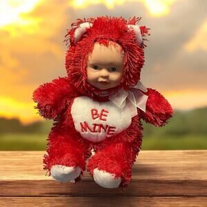 SugarLoaf Plush Baby Be Mine Valentine Doll Sitting Ribbon Gift Nursery Decor 6"